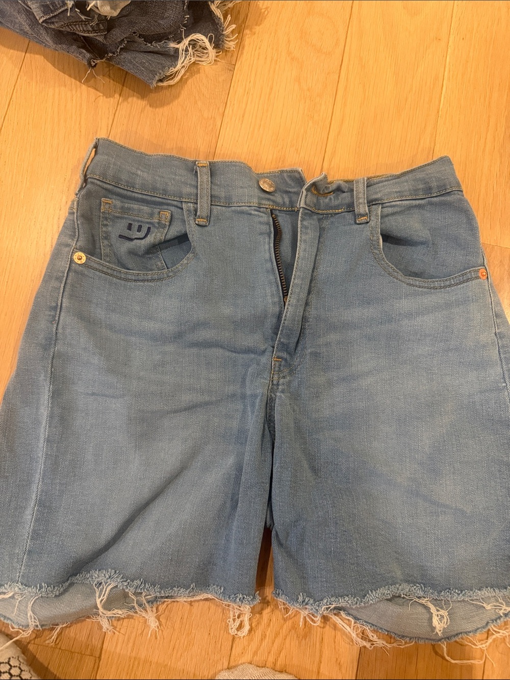 Women's Light Blue Denim Cutoff Shorts - Casual Frayed Hem